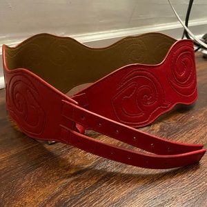 Red Leather Waist Belt